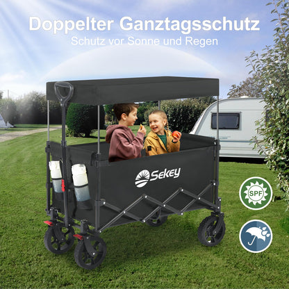 Sekey S4018 XXL Faltbarer Bollerwagen mit Dach – Schwarz für Kinder
