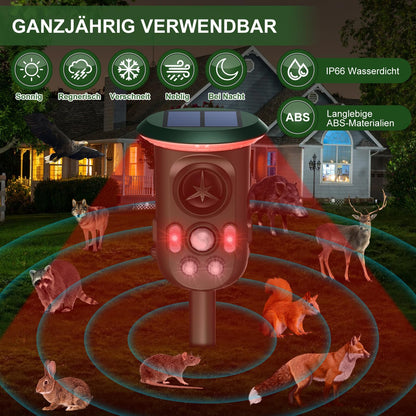 GartenPro Ultraschall Tiervertreiber Katzenschreck Marderschreck – Solar Blitz