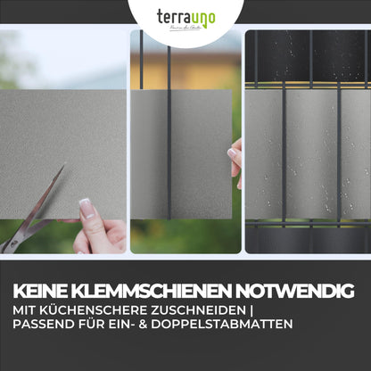 TerraUno Sichtschutzstreifen für Doppelstabmatten, Grau, 26 m Rolle