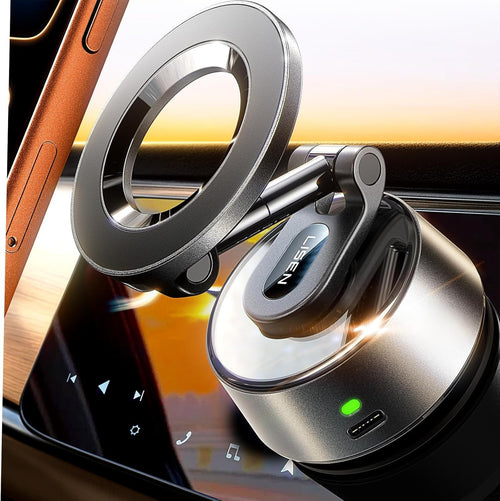 LISEN MagSafe Autohalterung mit elektrischem Saugnapf für iPhone, Aluminium-Gelenke und Silikonbasis