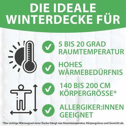 Welldora Komfort Winter Daunendecke – Extrawarm 135x200
