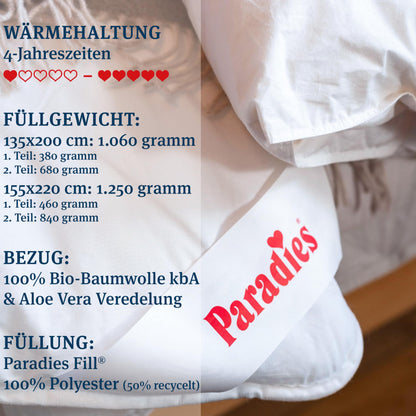 PARADIES Prima Varietta Bio 4-Jahreszeiten Bettdecke - 135x200 cm