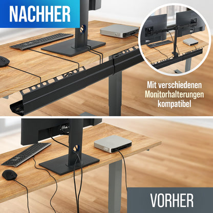 2GOODz Kabelkanal Schreibtisch ausziehbar 84–122 cm, schwarz