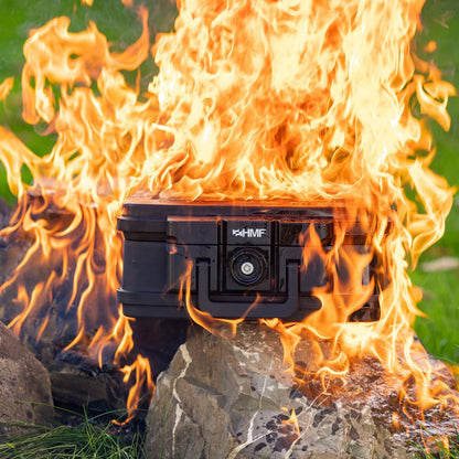 HMF 250452 Feuerfeste Wasserdichte Dokumentenbox – DIN A4 Schwarz