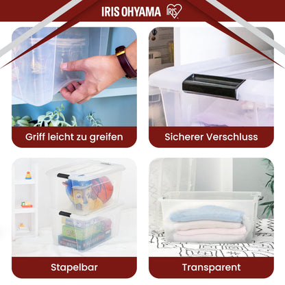 Iris Ohyama NTB-45 Aufbewahrungsboxen – 45L Transparent 6er-Set