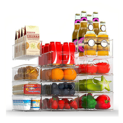 FINEW Kühlschrank Organizer 12er Set, durchsichtig, BPA-frei