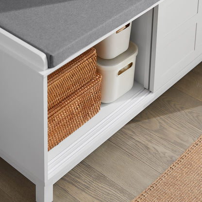 SoBuy Schuhbank FSR86-W gepolstert, mit Stauraum – Weiss