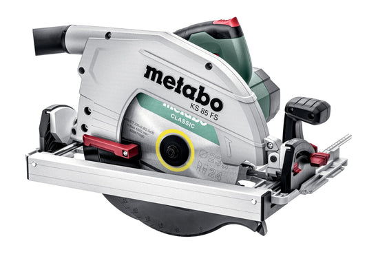 metabo Handkreissäge KS 85 FS: Grüne Handkreissäge mit 235mm Sägeblatt. Zum Trennen von Holz und Plattenmaterialien durch Längs- und Querschnitte.
