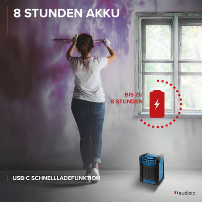 Audizio Jobsite Baustellenradio DAB+ mit Bluetooth, Akku und IP54