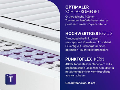 Traumnacht Ortho 7-Zonen Tonnentaschenfederkernmatratze H3 80x200cm