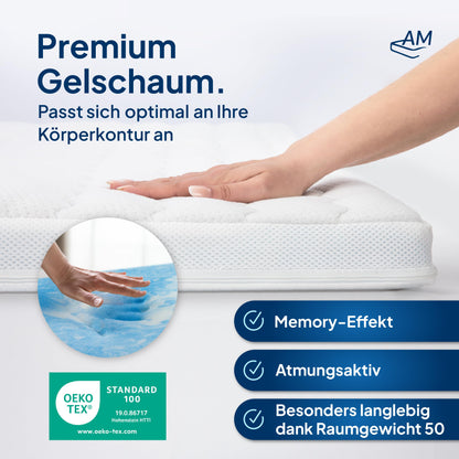 AM Qualitätsmatratzen Premium Gel Topper Gelschaum 110x200 weich
