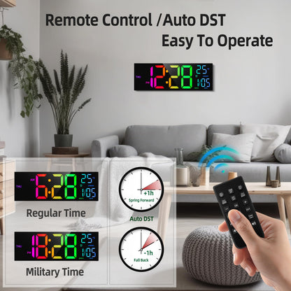 HAITANG PH-01 Digitale LED-Wanduhr mit Temperatur und Nachtlicht