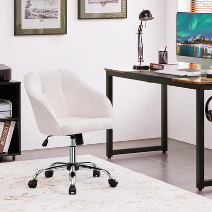 Yaheetech Homeoffice Schminkstuhl Drehstuhl Samt – Elfenbein