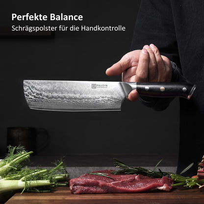 PAUDIN Damastmesser Set Küchenmesser – 3-teilig VG10 Damaststahl