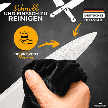 KRONENKRAFT® Messerset 9-tlg. mit Block – Pakkaholzgriffe