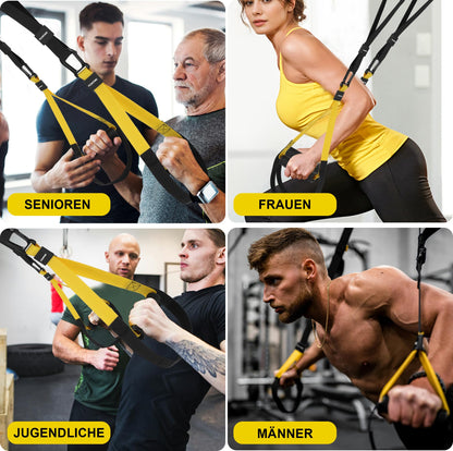 PEMEME Schlingentrainer Set für Ganzkörpertraining mit Türanker, Gelb
