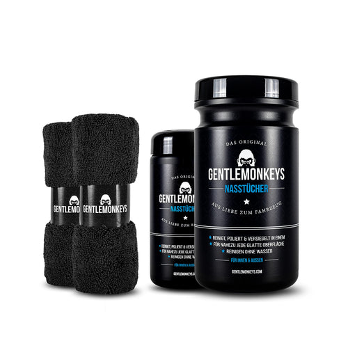 GENTLEMONKEYS Profi Autopflege Set – Wasserlos für Innen & Aussen. Reinigt und pflegt Fahrzeuge innen und außen wasserlos. 