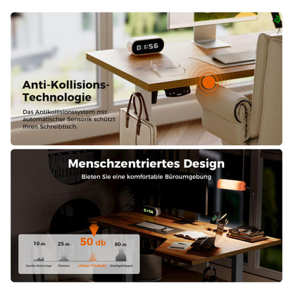 Agilestic Elektrischer Stehschreibtisch - L-förmig 140 cm Hellbraun