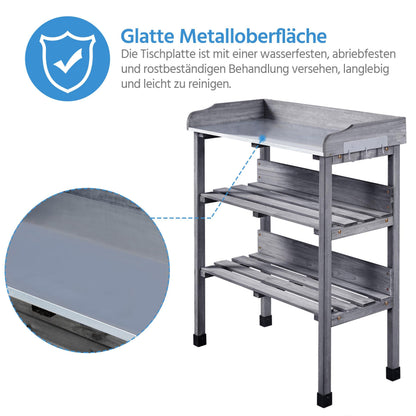 Yaheetech Pflanztisch aus Tannenholz mit verzinkter Arbeitsplatte