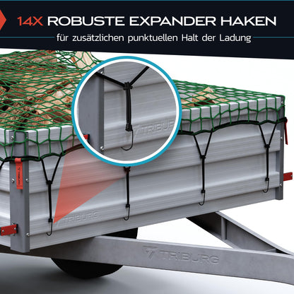 TRIBURG Anhängernetz 3,5x7 m - inkl. 14 Expander Haken