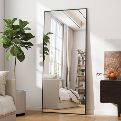 BEAUTYPEAK Ganzkörperspiegel Standspiegel bruchsicher 60x165 cm Schwarz. Rechteckig, schwarz, Ganze Körperansicht.