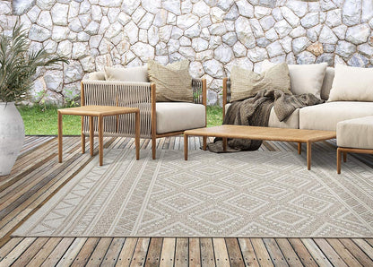 the carpet Calgary Outdoor Teppich, Boho Vintage, Beige, 200 x 280 cm