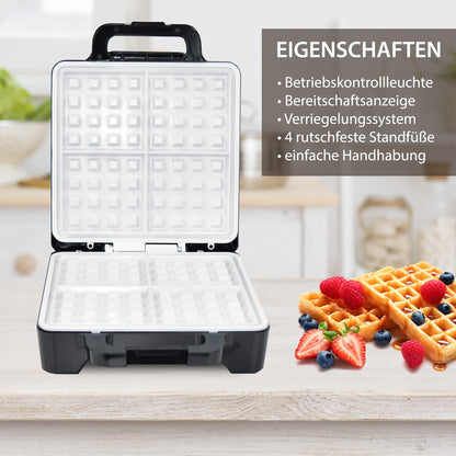 Syntrox Germany XLC Keramik Waffeleisen - 4 Belgische Waffeln