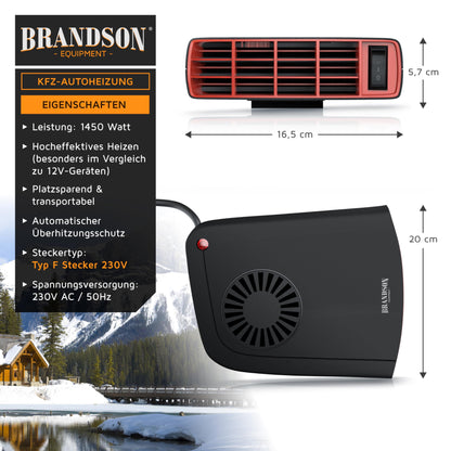 Brandson mobile Auto Heizung 1450W - 2 Heizlevel Heizlüfter