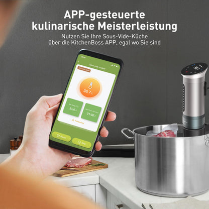 KitchenBoss Sous Vide Präzisionskocher - 1100W WLAN App-Steuerung