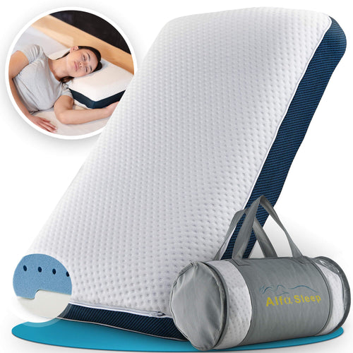 Alfa Sleep The Flow – Orthopädisches Memory Foam Nackenkissen 2in1. Ergonomisch geformt, weiß. Optimale Nackenunterstützung für erholsamen Schlaf.