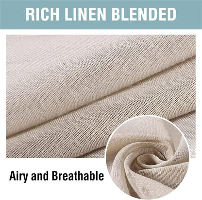 FASCINATDECO Outdoor-Vorhänge wetterfest Leinenoptik 2er-Set natur