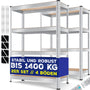 MASKO Schwerlastregal 2er-Set, Kellerregal 160 x 80 x 40 cm, Silber, Metallrahmen mit vier MDF-Böden
