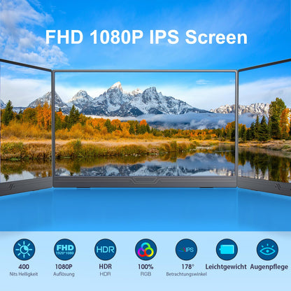 CUIUIC 15.6" Tragbarer Monitor - FHD IPS USB-C/HDMI