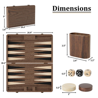Puecrof Backgammon-Set aus Schwarznussbaumholz, Reisespiel