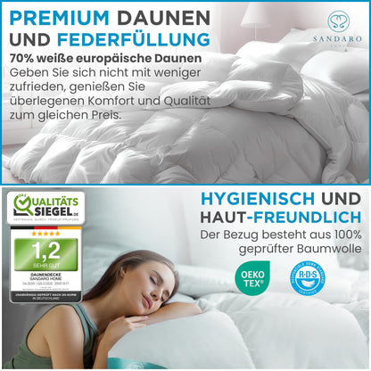 Gänsedaunen Extra Warm Daunendecke – 135x200cm 1600g
