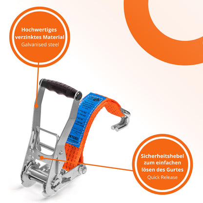 INTAKO Spanngurte mit Ratsche 6 m, 5000 kg, 4er-Set inkl. Kantenschutz