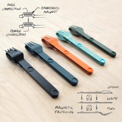 MAGWARE Magnetisches Reisebesteck 15-tlg. Bunt mit Etui
