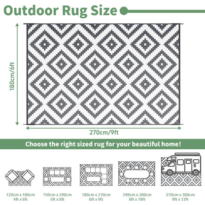 Habaylin Outdoor Teppich wetterfest wendbar 180x270 cm Grau