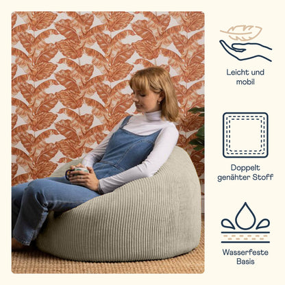 Icon Kingston Sitzsack & Lounge Sessel Cord – Beige