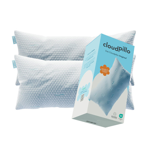 Cloudpillo Memory Foam Kissen 2er-Set, höhenverstellbar, 40x80 cm. Memory Foam Kissen für individuelle Kopf- und Nackenunterstützung beim Schlaf.