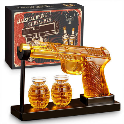 Oaksea Whisky Karaffe Set – Dekanter mit 2 Gläsern und Ausgiesser