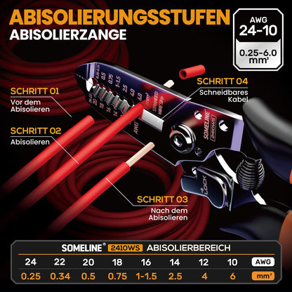SOMELINE Crimpzange Set für wasserdichte Kfz-Stecker, 0,34–2,5 mm²