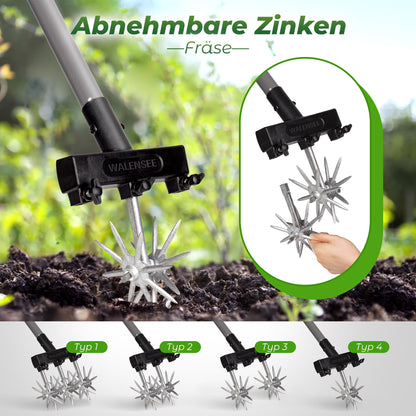 Walensee Gartenkultivator mit Aluminiumklingen und Teleskopgriff