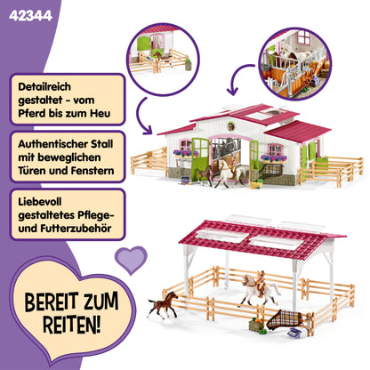 Schleich HORSE CLUB Reiterhof 42344, Spielset mit Reiterin und Pferde