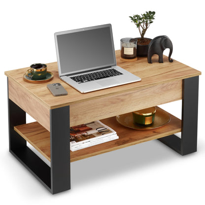 defiPad Couchtisch Höhenverstellbar mit Stauraum – Schwarz/Eiche