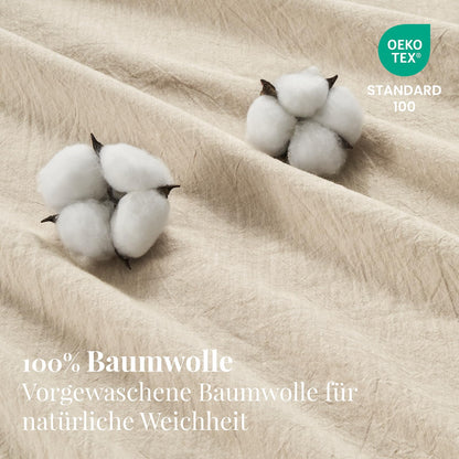 Duvetnova Bettwäsche-Set 135x200 Baumwolle beige, 4-teilig