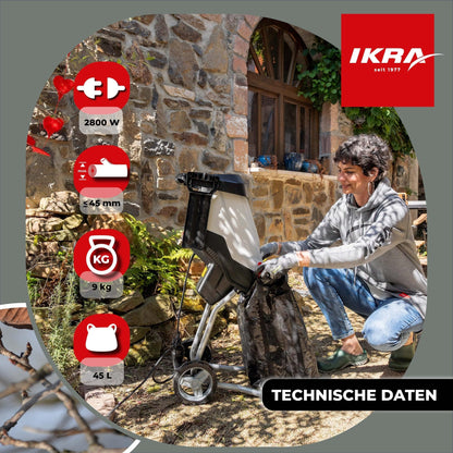 IKRA Elektro-Messerhäcksler IMH 2800 mit 45 l Fangsack, 2800 W