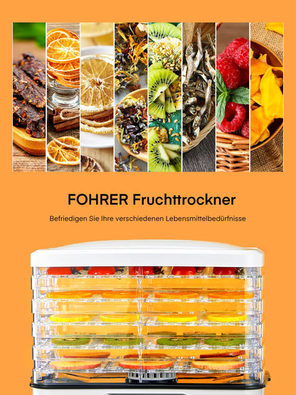 FOHERE Dörrautomat GGJ-320A Dörrgerät mit 5 Einlegefächern, 35–70 °C
