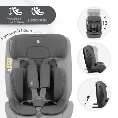 KikkaBoo i-Size i-FLIT Kindersitz ISOFIX 76-150 cm Hellgrau