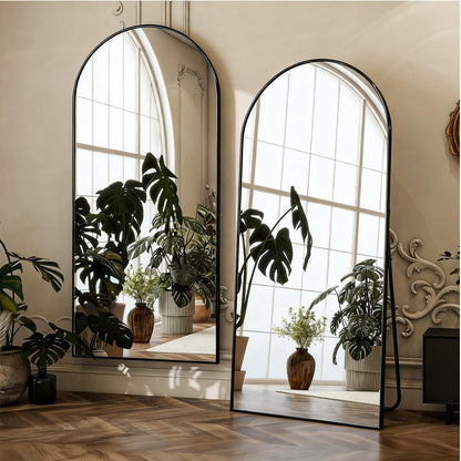 Lopekuty Ganzkörperspiegel 180 x 66 cm, Bogen-Standspiegel schwarz